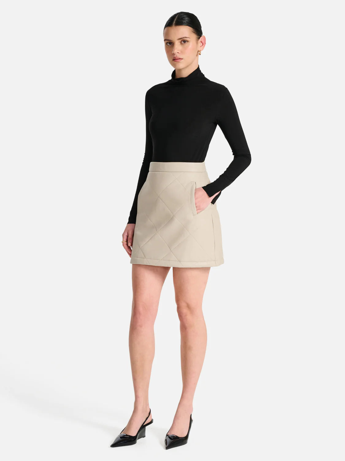 LORETTA QUILTED LEATHER MINI SKIRT